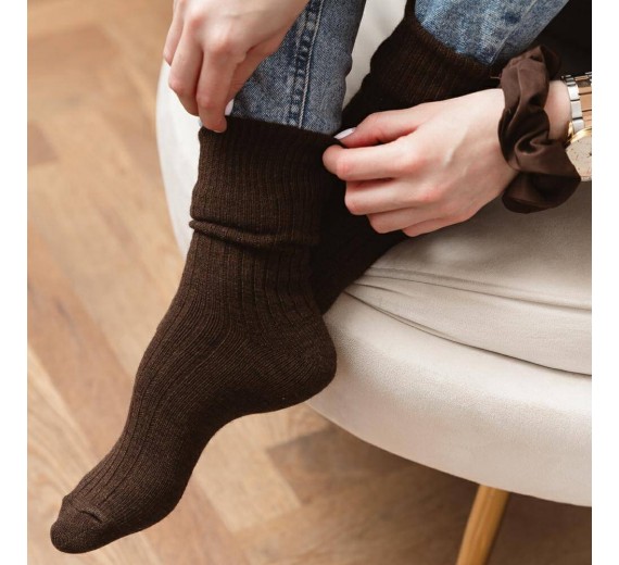 Uldsokker, Alpaca - Mørk Brun str. 35-37