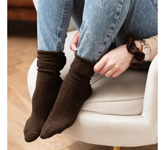 Uldsokker, Alpaca - Mørk Brun str. 35-37