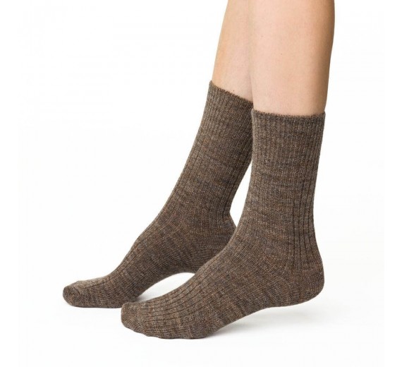 Uldsokker, Alpaca - Lys Brun str. 35-37 