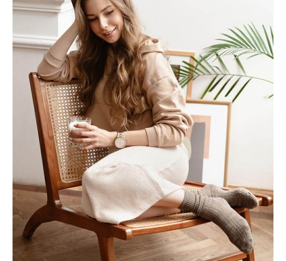 Uldsokker, Alpaca - Lys Brun str. 35-37