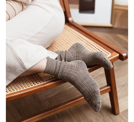 Uldsokker, Alpaca - Lys Brun str. 35-37