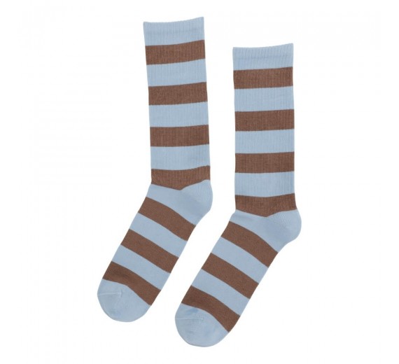 Socks CPH tennissokker til mænd, stribede, blå/brun, str. 40-44