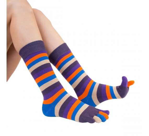 ToeToe tåsokker med striber, Midnight, str. 35-46