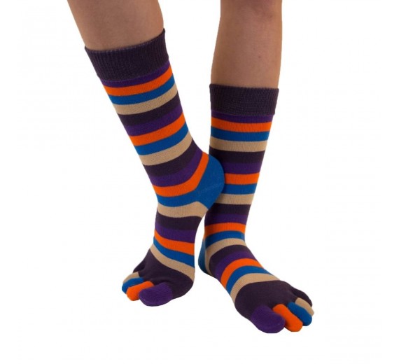ToeToe tåsokker med striber, Midnight, str. 35-46