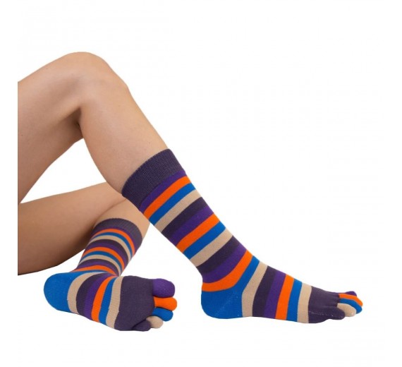 ToeToe tåsokker med striber, Midnight, str. 35-46