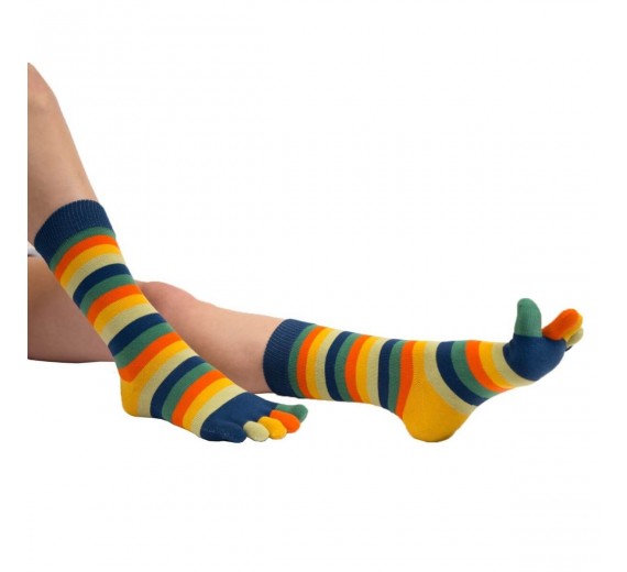 ToeToe tåsokker med striber, Sunset, str. 35-46