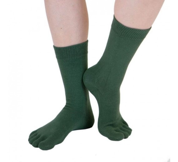 ToeToe Essential Tåstrømper Mid-Calf Mørkegrøn Str. 35-46