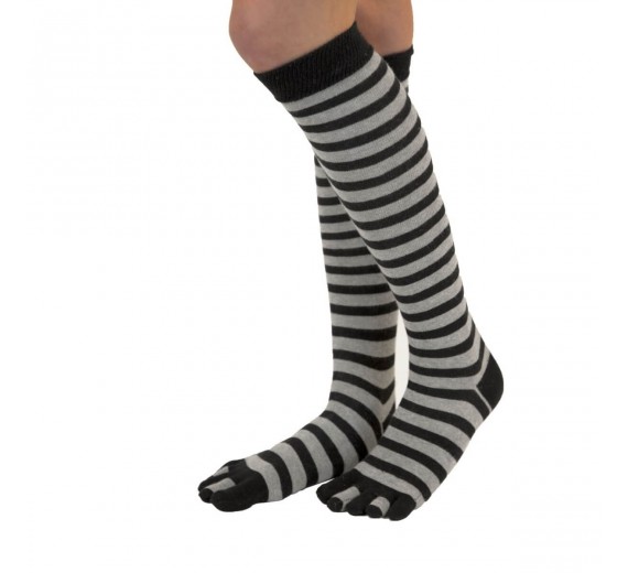 ToeToe Knæstrømper Med Tæer Sort/Grå, Str. 35-46
