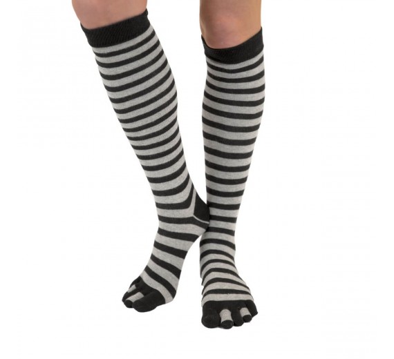 ToeToe Knæstrømper Med Tæer Sort/Grå, Str. 35-46