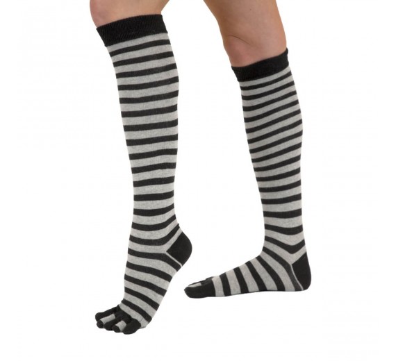 ToeToe Knæstrømper Med Tæer Sort/Grå, Str. 35-46