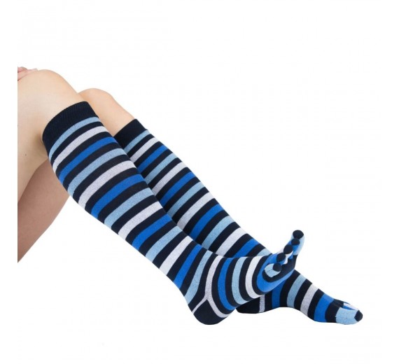 ToeToe Knæstrømper Med Tæer, Denim, Str. 35-46