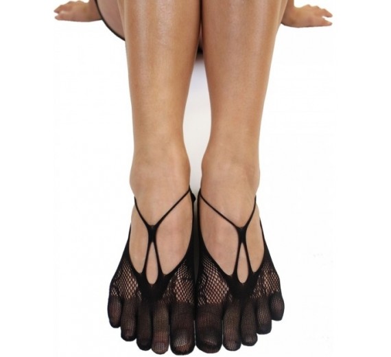 Toe Toe Ankel Nylon Tåsokker Patterned Fishnet Sort Str. 35-42
