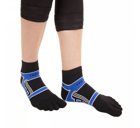 ToeToe Microfiber Løbesokker Med Tæer, Sort / Blå, Str. 36-39