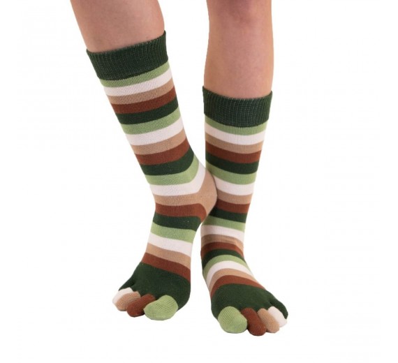 ToeToe tåstrømper med striber, Earth, str. 35-46