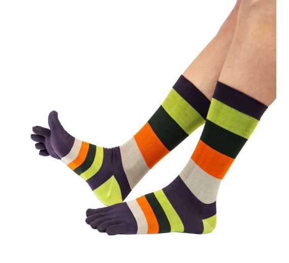 ToeToe Essential tåsokker med striber til mænd, str. 41-48 Pistachio