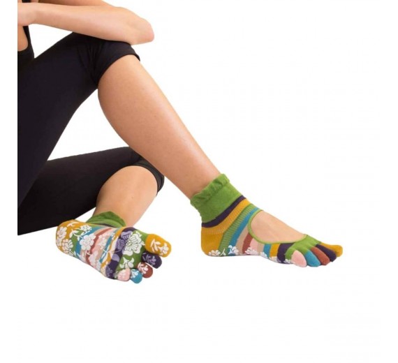 Grønne Yoga & Pilates Anti-Slip Tåstrømper Str. 35-38