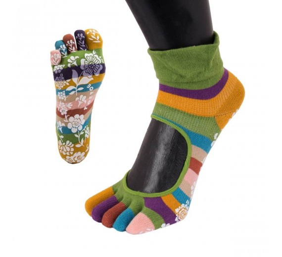 Grønne Yoga & Pilates Anti-Slip Tåstrømper Str. 35-38