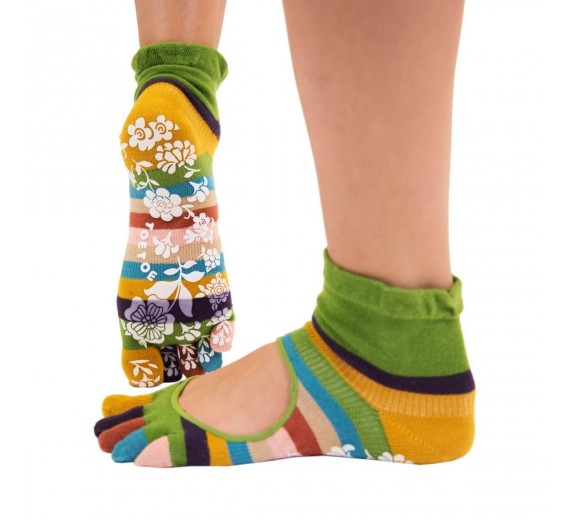 Grønne Yoga & Pilates Anti-Slip Tåstrømper Str. 39-43