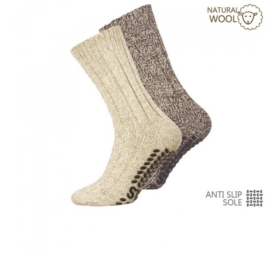 2 par uldsokker med skridsikker sål, str. 35-38