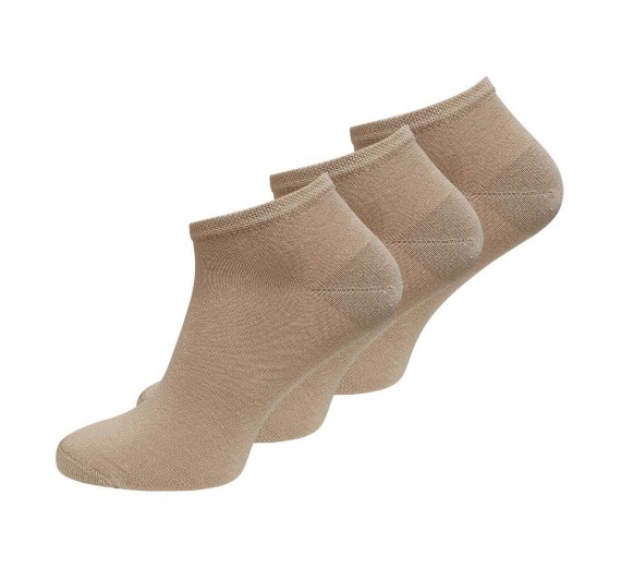 3-pak bambus ankelstrømper (korte), beige, str. 35-38