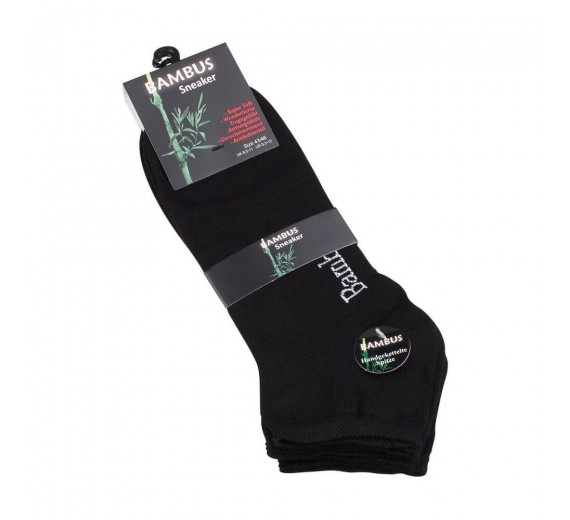 3-pak bambus ankelstrømper (korte), sort, str. 39-42