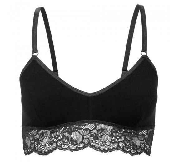 Bambus BH med blonde og uden bøjle, Sort - Str. X-Large