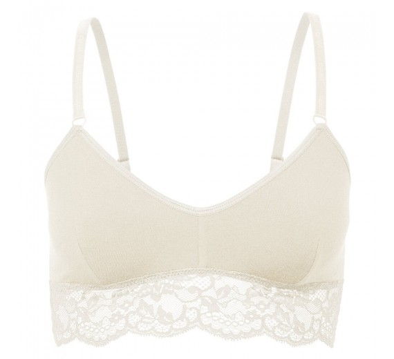 Bambus BH med blonde og uden bøjle, råhvid, str. XL
