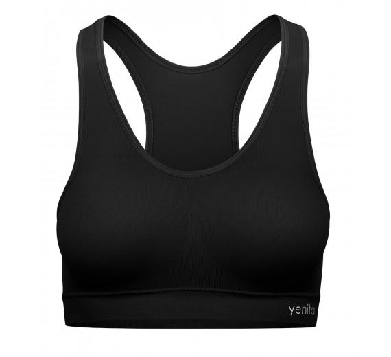 Microfiber Sportstop med skumskål - Sort str. Medium