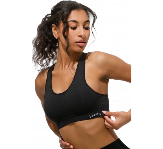 Microfiber Sportstop med skumskål - Sort str. Small