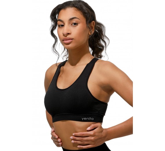 Microfiber Sportstop med skumskål - Sort str. Small