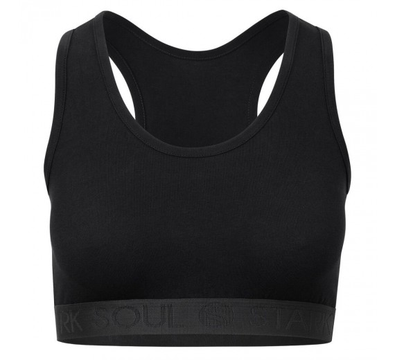 Bomulds sportstop - Sort str. medium