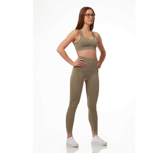 Højtaljede dame sportsleggings fra Stark Soul - Khaki str. X-Large Højtaljede dame sportsleggings fra Stark Soul - Khaki str. X-Large