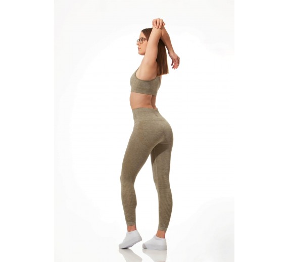 Højtaljede dame sportsleggings fra Stark Soul - Khaki str. X-Large Højtaljede dame sportsleggings fra Stark Soul - Khaki str. X-Large