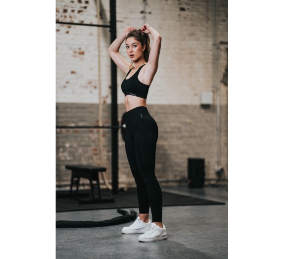 Højtaljede dame sportsleggings fra Stark Soul - Sort str. Large