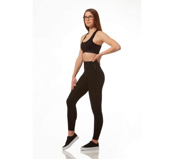 Højtaljede dame sportsleggings fra Stark Soul - Sort str. Medium