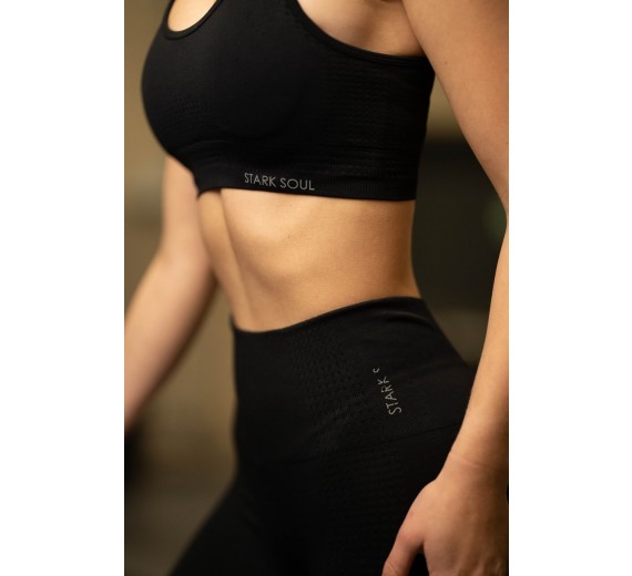 Højtaljede dame sportsleggings fra Stark Soul - Sort str. Medium