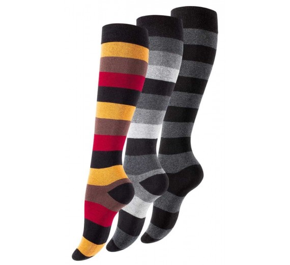 3 par stribede knæstrømper - Str. 39-42