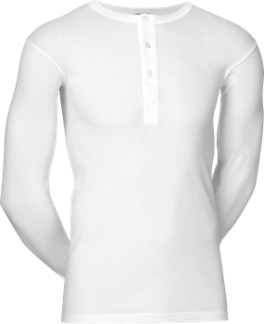 JBS Original Langærmet T-shirt med knapper, Hvid str. Medium