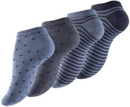 Ankelstrømper Damer 4-pak, Blå - Str. 39-42