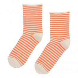 Bomulds rullestrømpe fra Socks CPH - Orange Striber str. 36-39
