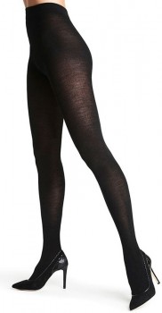 Decoy Plain Strømpebukser Med Merinould, Sort - M/L