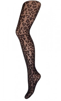 Decoy Leopard Strømpebukser Sort 20 Denier - Str. S/M