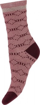 Decoy ankle socks glitter, Rosa/Gylden