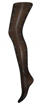 DECOY tights flowers 19den - Sort str. 2XL