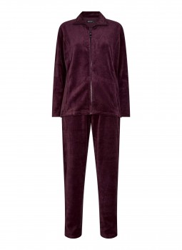 Velour Hjemmesæt fra Decoy, Bordeaux Rød str. 3X-Large