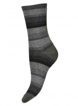 Decoy glimmerstrømper, stribede, grøn, str. 37-41