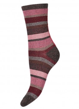 Decoy glimmerstrømper, stribede, rosa, str. 37-41
