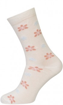 Hvide Strømper Med Blomster - Str. 35-38