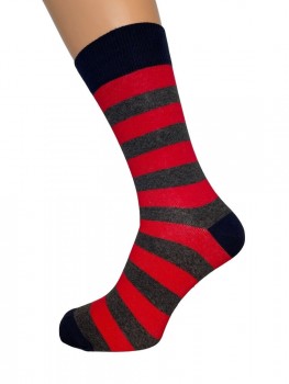 JBS sokker med røde og grå striber- Str. 40-47