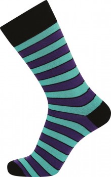 JBS sokker med lilla og turkise striber - Str. 40-47